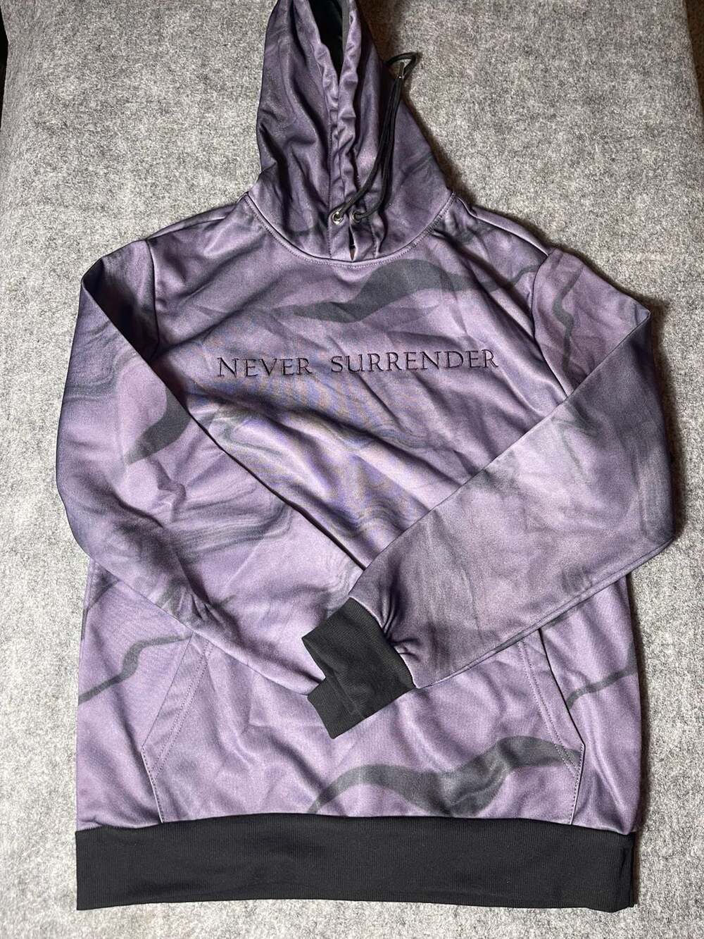 Seven Souls New York Never Surrender Purple Marble Pattern Hoodie Size M